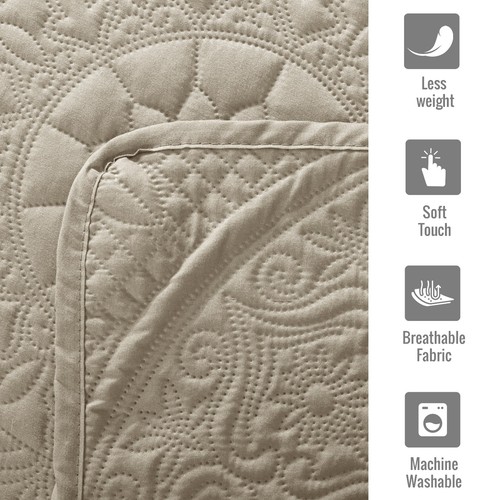 3-Piece Ultrasonic Quilted Bedspread Coverlet Set Oversized Bed Throw Bedding - Picture 69 of 202