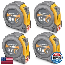 MulWark 4-Pack Metric Tape Measure, Easy Read, Retractable, Fractional, Magnetic