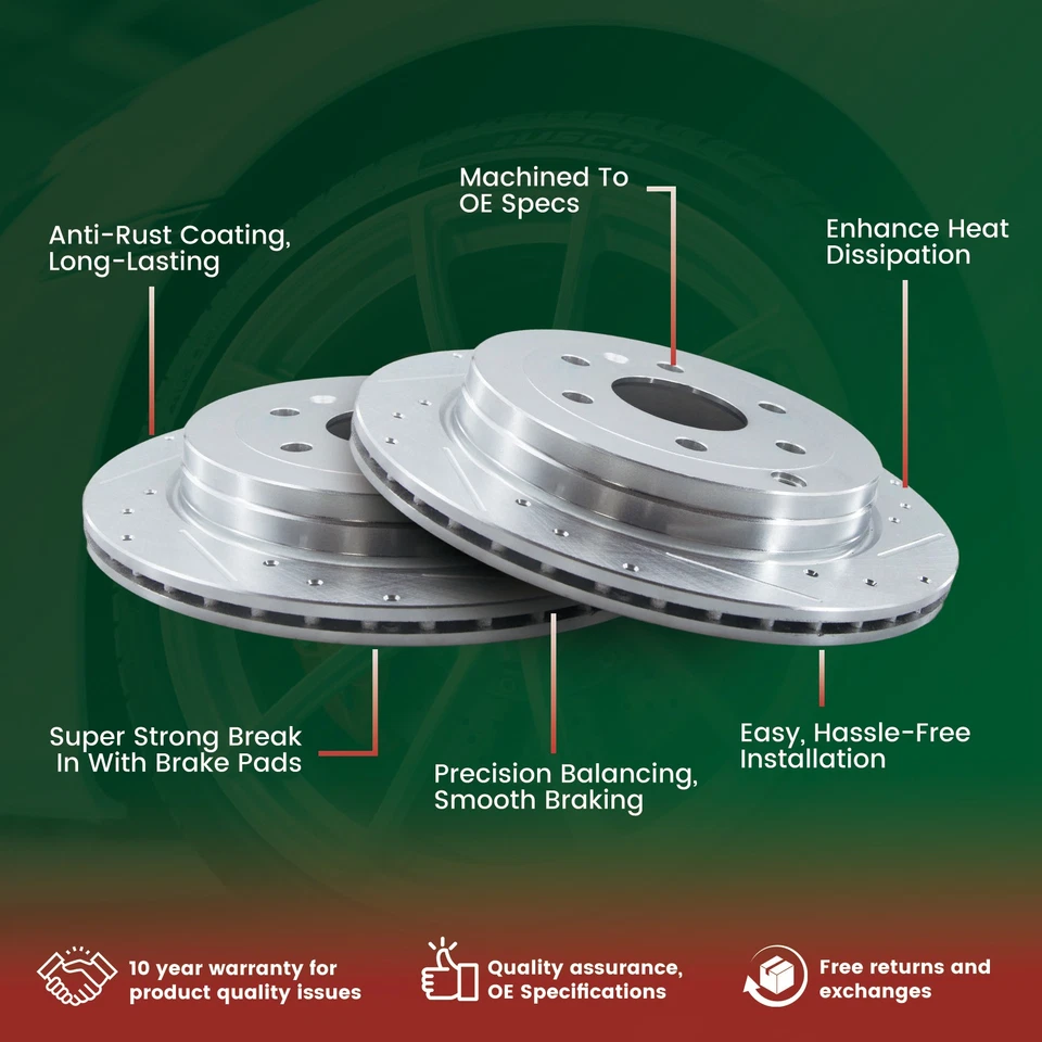 FRONT Drilled Brake Rotors for Chevy GMC Silverado Sierra Suburban 1500 Tahoe - Image 2 of 4