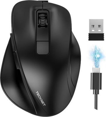 TECKNET Ergonomic Wireless Mouse 2.4G Bluetooth Rechargeable For PC & Mac