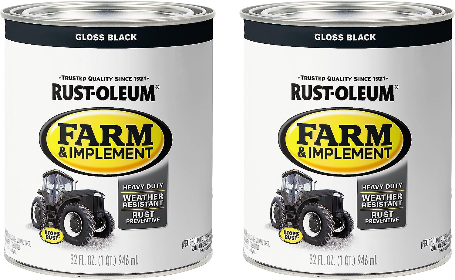 Farm & Implement Enamel Paint 1 Quart 2-Pack Gloss Black 0.25 Gallon 280104