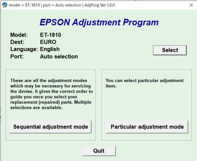 Epson ET1810, ET2800, ET2810, ET2820 & ET4800 Ink Pad Counter Reset Pendrive