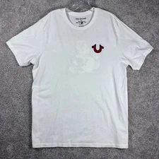 True Religion World Tour Graphic T-Shirt Mens Large Buddha Guitar White