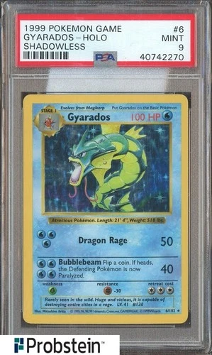 1999 Pokemon Game Shadowless #6 Gyarados Holo PSA 9 MINT