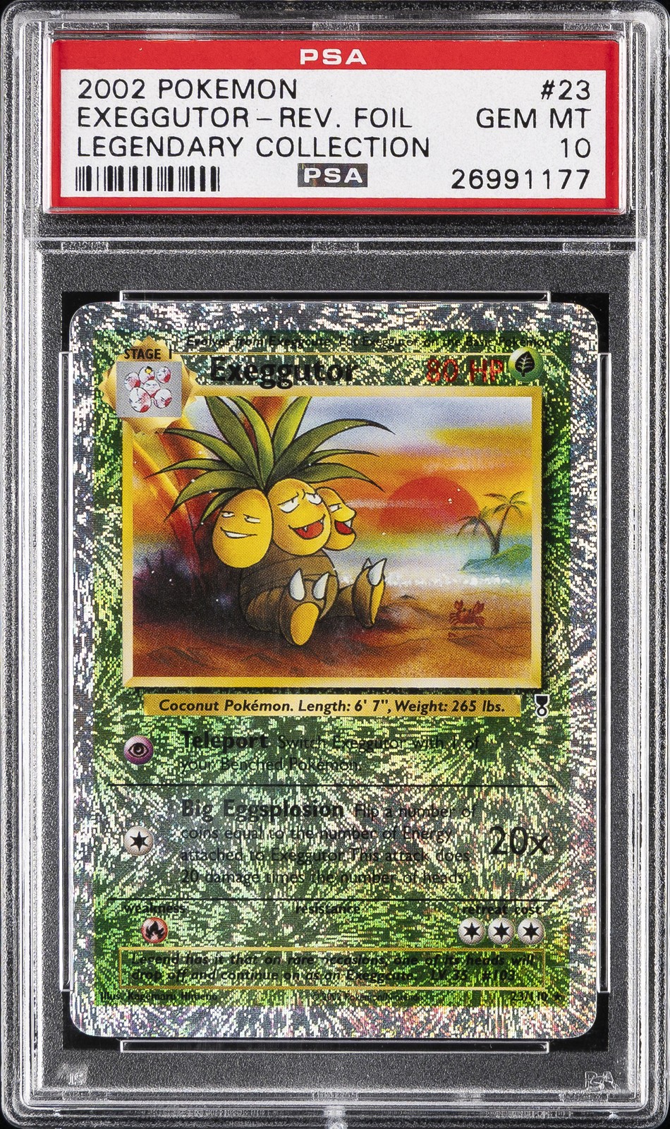 2002 POKEMON LEGENDARY COLLECTION #23 EXEGGUTOR-REVERSE FOIL PSA 10