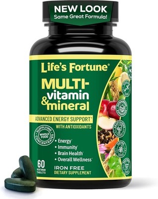 Life's Fortune Whole Food Multivitamin & Mineral Supplement Men Women 60 Tabs