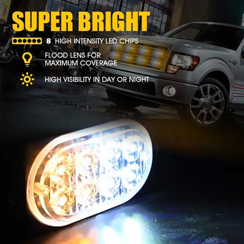 4X 8 LED Amber White Truck Car Emergency Beacon Warning Hazard Strobe Light Bar - Picture 3 of 12