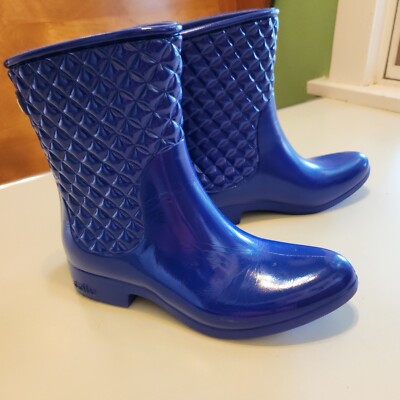 CCILU Quilted Equestrian Welly DriftBlue Rain Boots Women Sz US/ 38A EAU 
