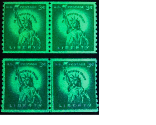 3¢ Liberty LOOK coil; original and reprint VF line pairs of each $375+
