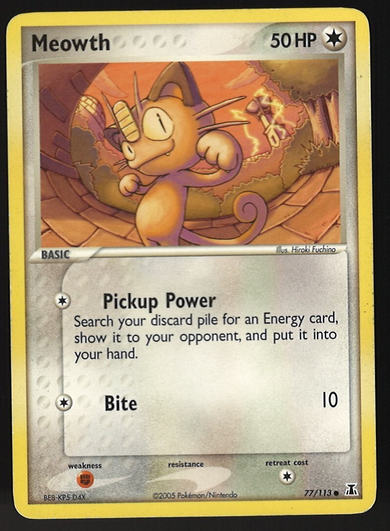 Meowth 77/113 Pokemon Card Delta Species Common 50 HP Lightly Played