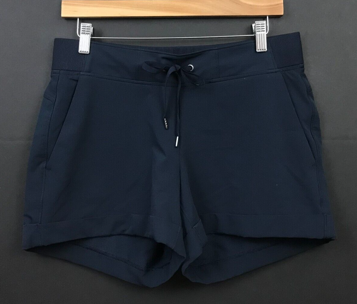 Athleta Midtown Shorts Cuffed Solid Blue Polyester Spandex Women's Size