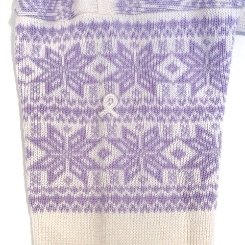 Vintage Demetre Wool Ski Racing Sweater Fair Isle Nordic Snowflakes Purple Creme - Foto 3 di 8