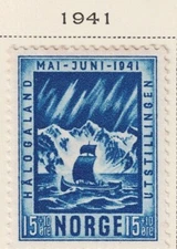 Norway Polar Lights Nature Lofoten Islands Sailing Ship stamp 1941 MLH UK