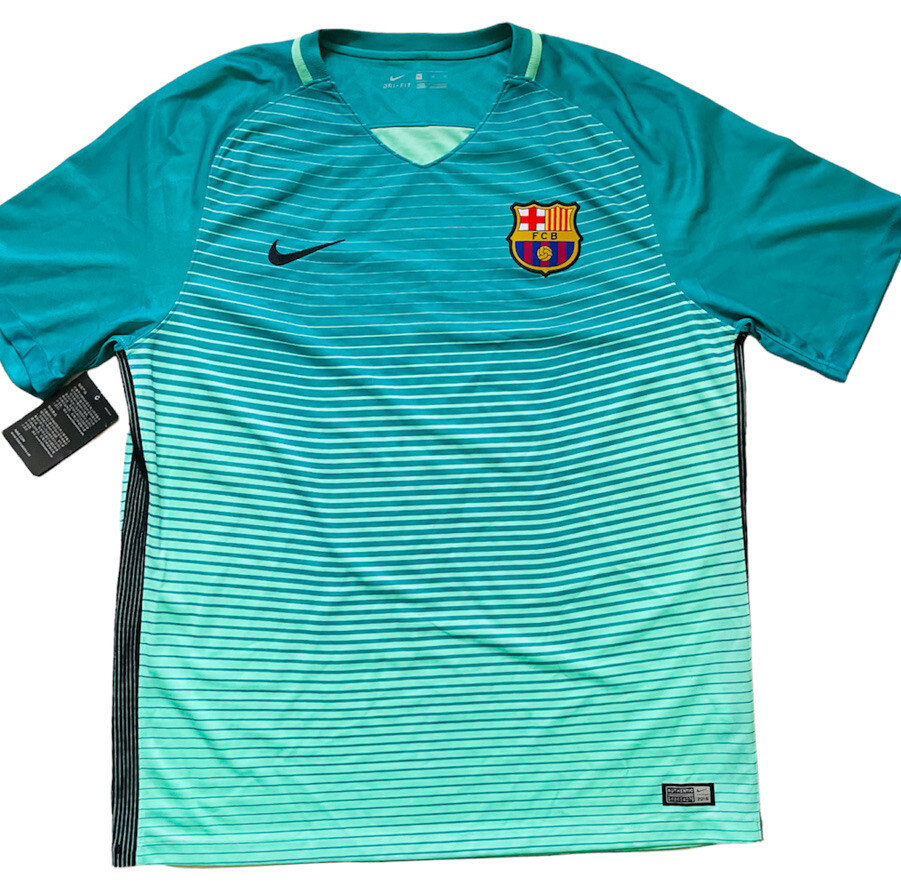 Nike FC Barcelona シャツ XL NIKE BARCELONA Jersey Mens XL SLIM Shirt Soccer Green V Neck X