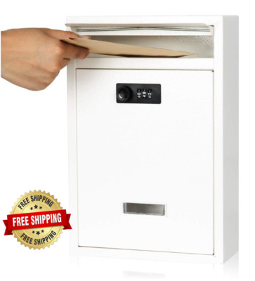 Buzones De Correo Para Casa Exterior Moderno Pared Con 2 Llaves Blanco Poste New