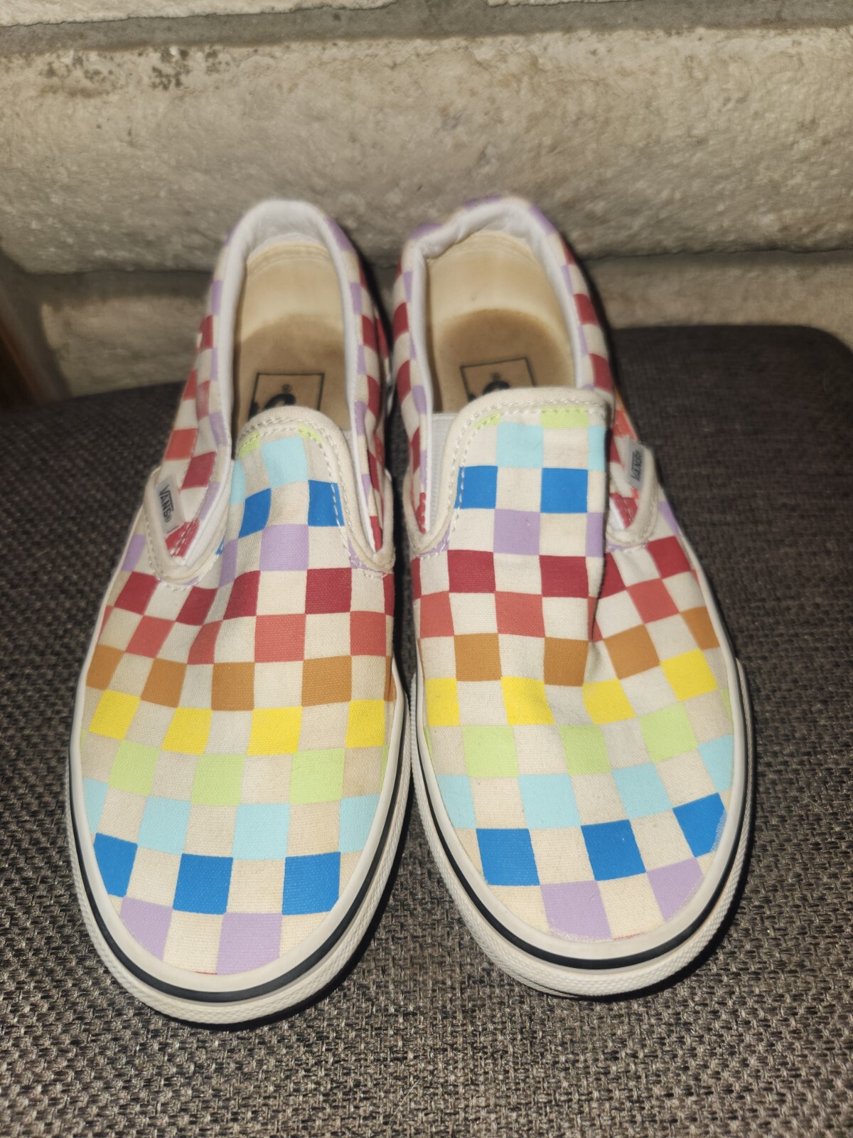 Vans Unisex Rainbow Check Slip-On Sneakers Size 4.5M 6W-image