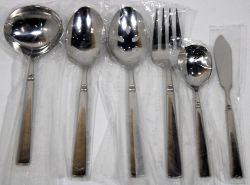 Oneida Easton Cube Set da Servizio Hostess 6 Pezzi, Cucchiaio da Zucchero, Coltello da Burro, Mestolo - Foto 1 di 6