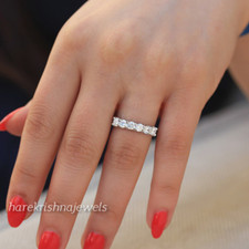 Lab Created 1.81CT Round Cut Diamond Women's Wedding Band Ring 14K White Gold FN