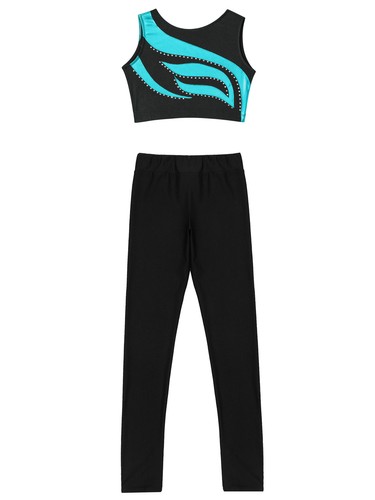 Girls Kids Sets Activewear Outfit Round Neckline Dancewear Tracksuit Clothing - Picture 30 of 57