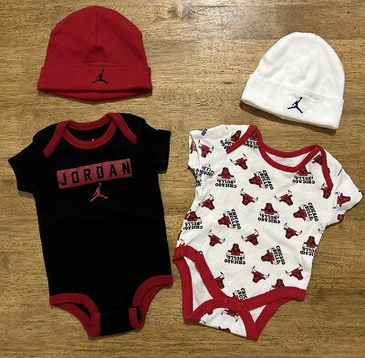 NBA Bodysuit Chicago Bulls Baby Boys 0-3 0-6 Nike Air Jordan Beanie Jumpman  Pc