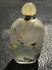 Chinese Inside Painted Snuff Bottle - Beautifully Painted Cranes - Signed