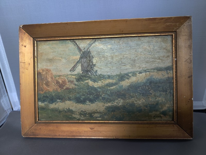 A. Hamesse oil painting on wood , Windmill 