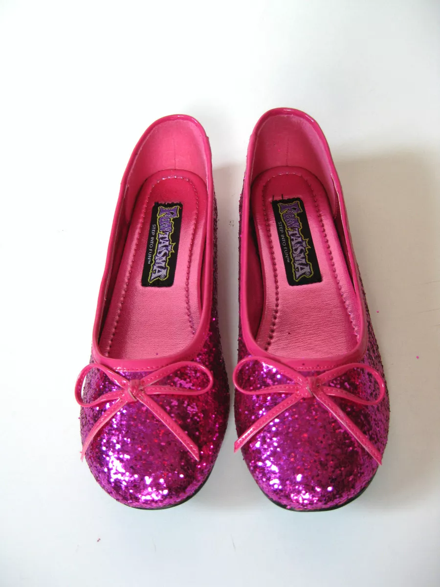 Cute Funtasma Hot Pink Glitter Classic Ballet Bow Flats Slipper