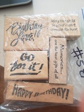 Lot of 5 sayings words Birthday Go for it memories rubber stamps 58