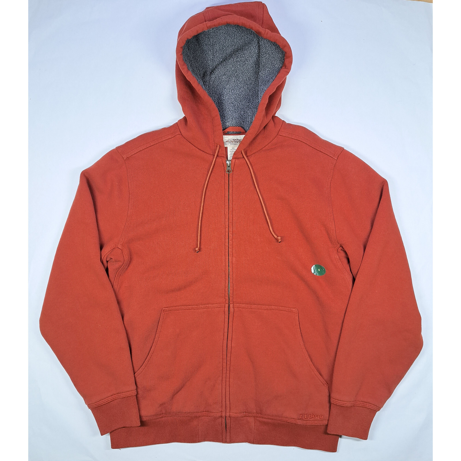 New LL Bean KATAHDIN IRON WORKS Hoodie Full Zip Sweatshirt S Fleece Rust  Orange | eBay