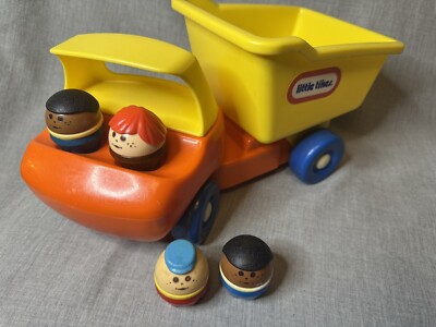 Vintage Little Tikes Toddle Tots Dump Truck Only, Yellow/Orange With 4 People