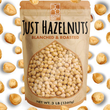 Dry Roasted Hazelnuts 3 LB Unsalted Filberts Blanched No Skin Kosher