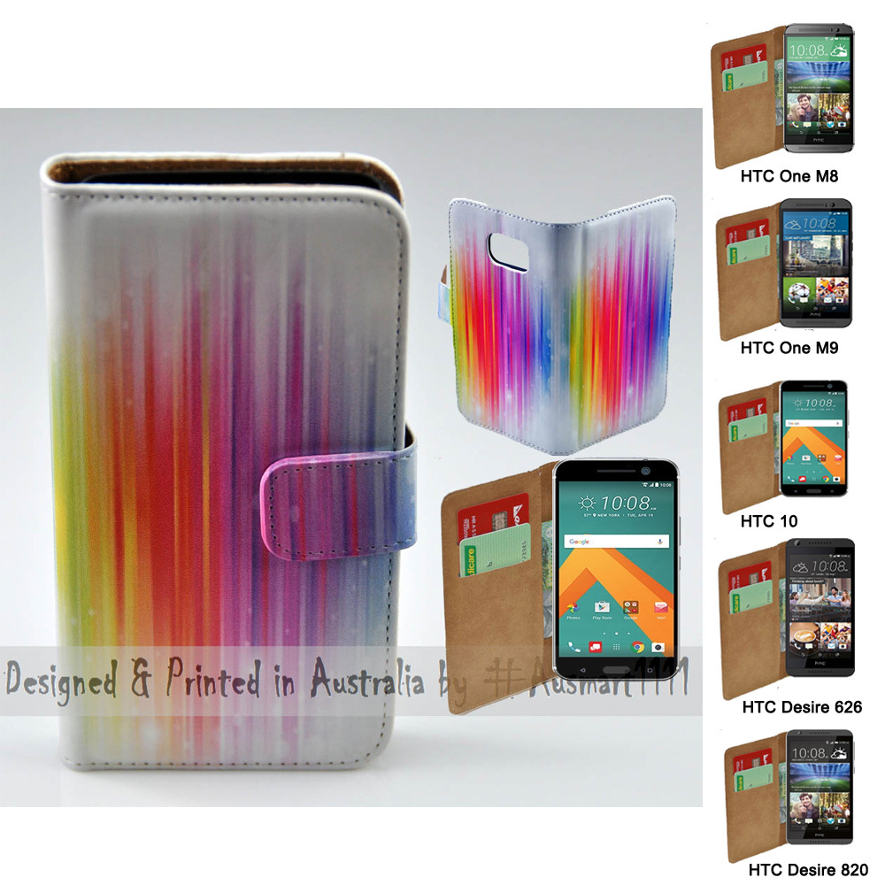 For HTC Series Mobile Phone - Rainbow Stripes Print Wallet P