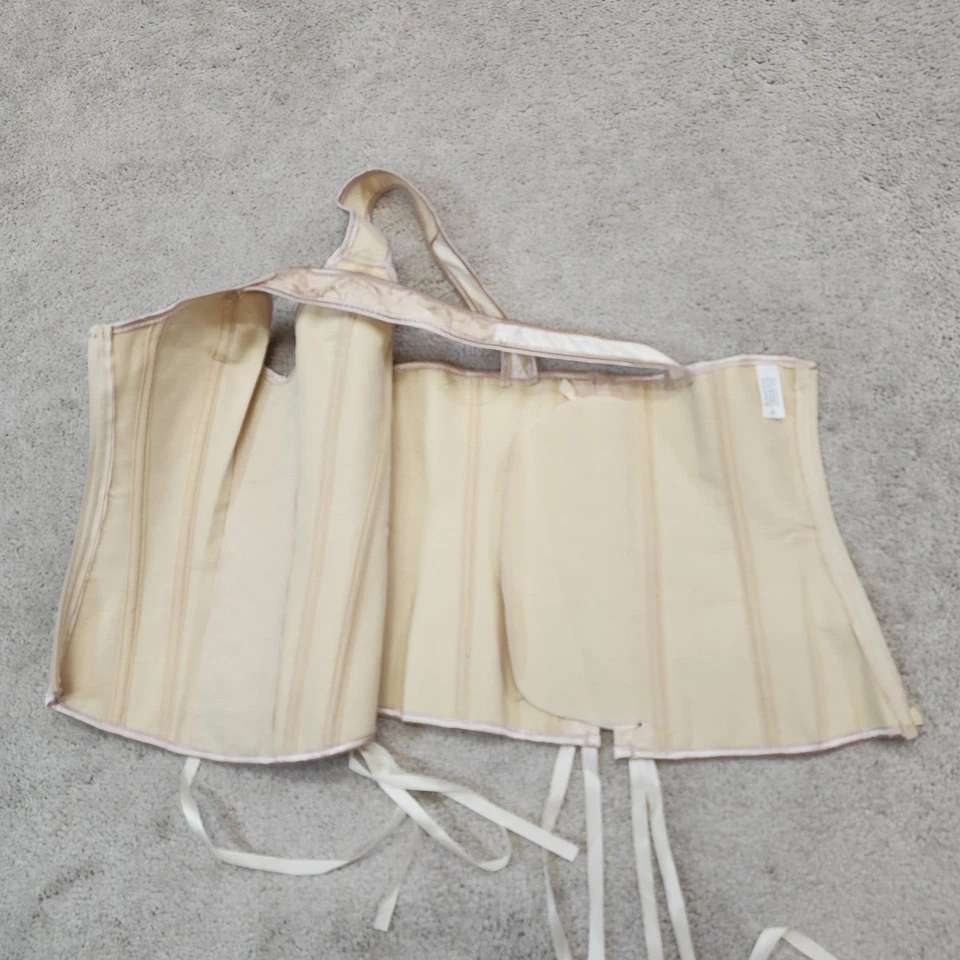Corsé crema con cordones cremallera lateral correa para tanque Cottagecore Princesscore graduación vintage Foto 4 de 4