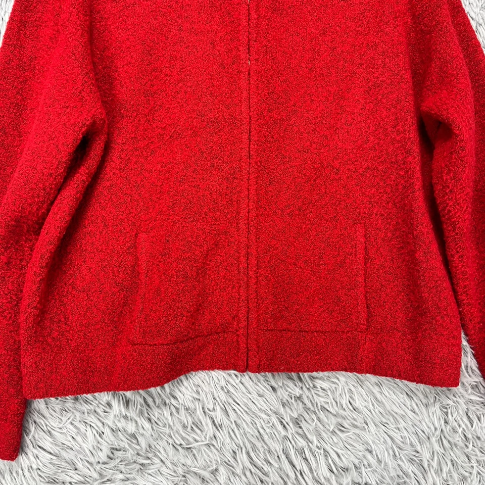 Chaqueta con Capucha Emma James Cremallera Completa Boucle Para Mujer L Roja Acogedora Vacaciones Boho Bolsillos Foto 3 de 4