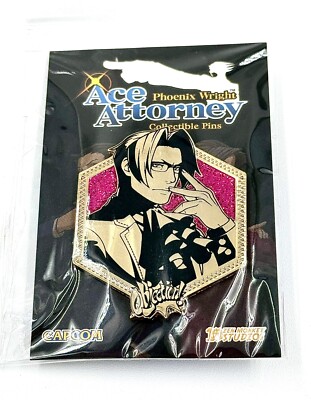 Phoenix Wright Ace Attorney Older Miles Edgeworth Golden Enamel Pin Figure DS