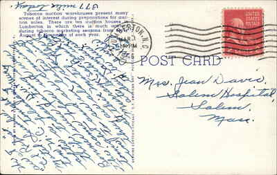 Lumberton North Carolina NC Unloading Tobacco for Auction Vintage Postcard