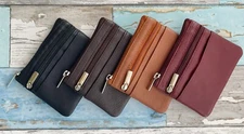 Genuine Leather Woman Men Coin Purse Cowhide Change Purse Coin Pouch, Key Ring