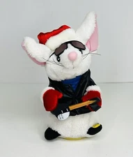 8" GEMMY Animated Singing Dancing Christmas Santa Mouse Jingle Bell Rock *WORKS*