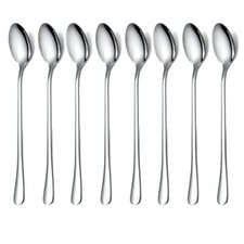 Set of 8 Long Handle Coffee Cocktail Stirrers Spoon Stainless Steel Tea Spoons