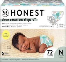 Sustainable Plant-Based Newborn Diapers Above It All Pandas 72 Count