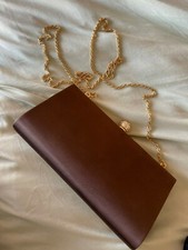 La Regale Vintage Bronzy Rhinestone Clasp Chain Strap Small Clutch