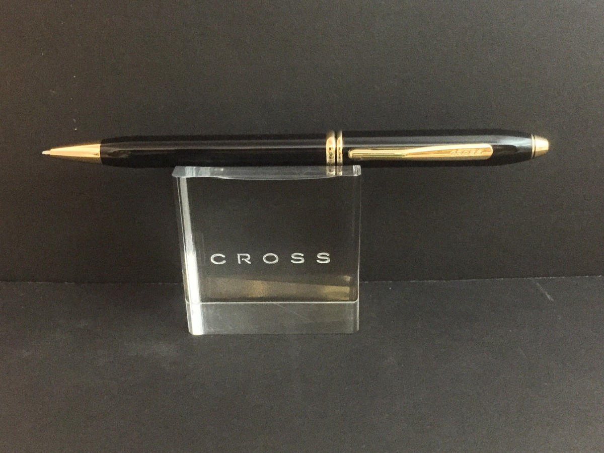 CROSS BLACK LACQUER TOWNSEND BALLPOINT PEN 23K GOLDPLATED TRIM