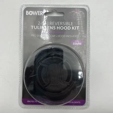 BOWER REVERSIBLE TULIP LENS HOOD KIT HV55 - HOOD & PRO SNAP LENS CAP: FITS 55mm
