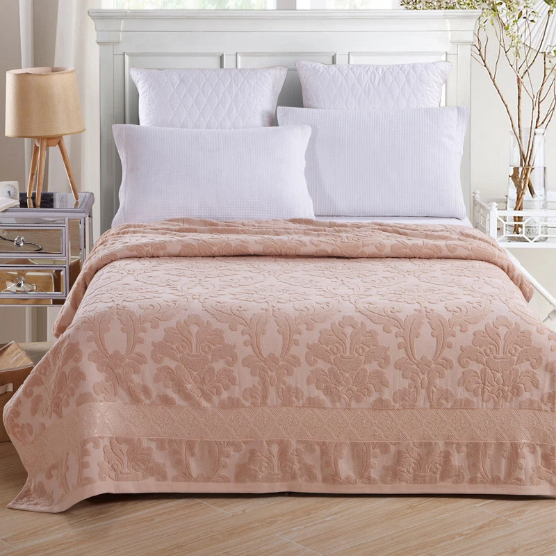 Classic Pure Cotton Blanket Flower Relief Soft Towel Blankets Four Seasons Cover - Image 2 of 4