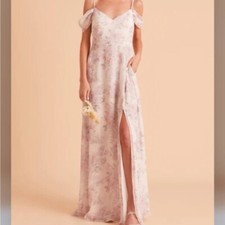 Birdy Grey Devin Convertible Chiffon Blush Bouquet Bridesmaid Maxi Dress S NWT