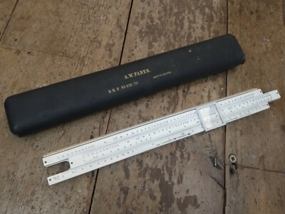 Antikes A.W.Faber Recheningenieure Gleitlineal 363 mit Originalkarton