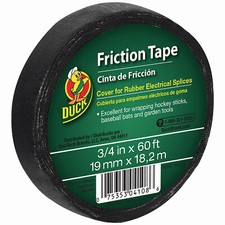 DUCK 393150 Friction Tape 3/4" W X 60 ft. L Black Cotton Cloth Black