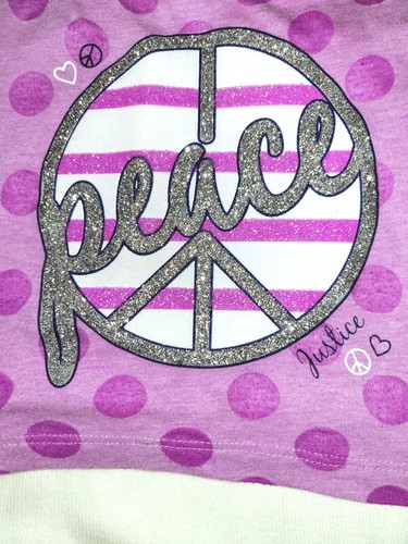 Size 6 Justice Girls Pink Glittered Polka-dot Layered Top & Jean Shorts Outfit - Picture 3 of 5