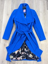 Ted Baker Blue Danita Cashmere Wool Blend Wrap Belted Coat Tb 3 /uk 12 Rrp £299