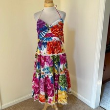 Farm rio size S rainbow Chita cotton halter midi dress